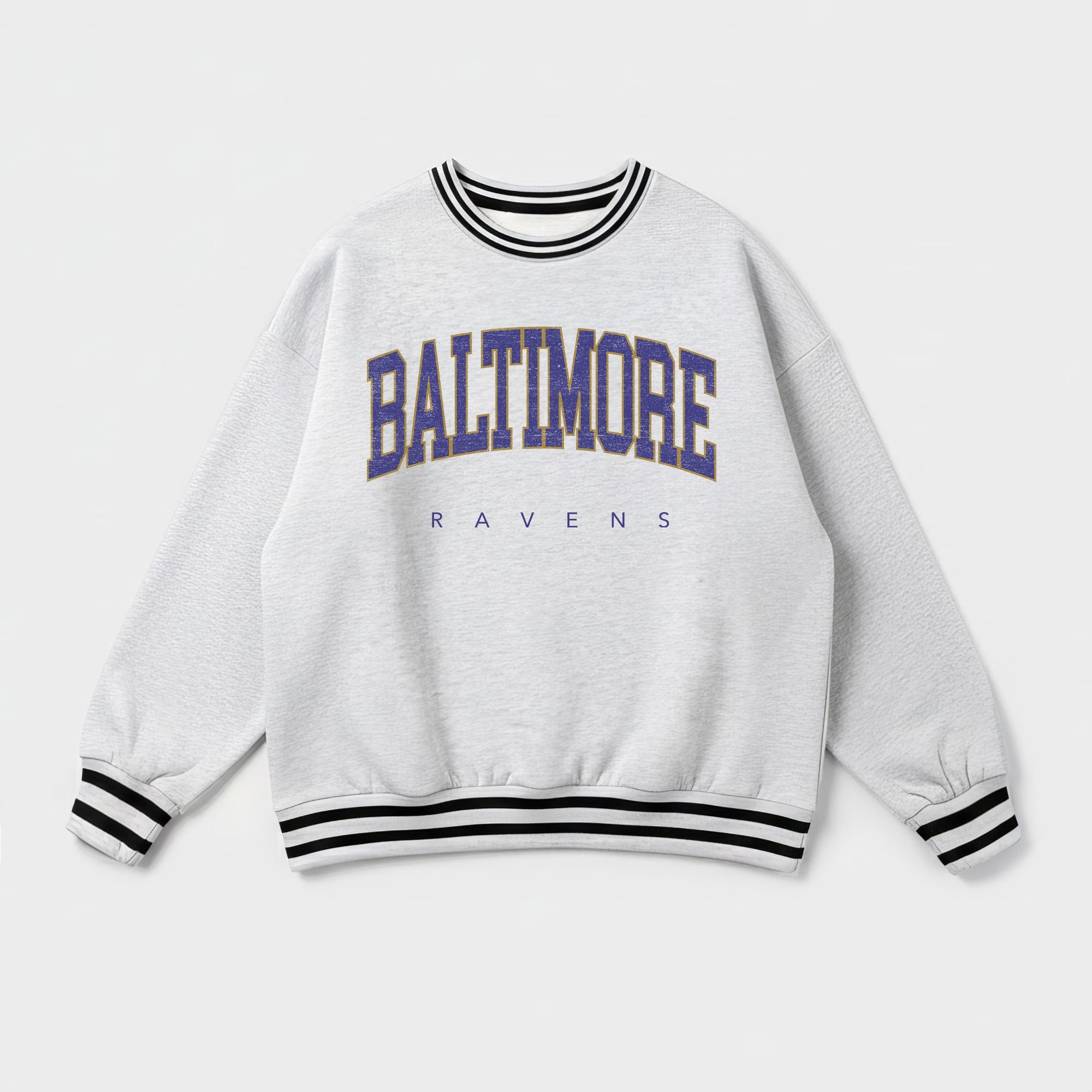 BALTIMORE RAVENS EASY ENERGY CREW FLEECE RINGER SWEATSHIRT