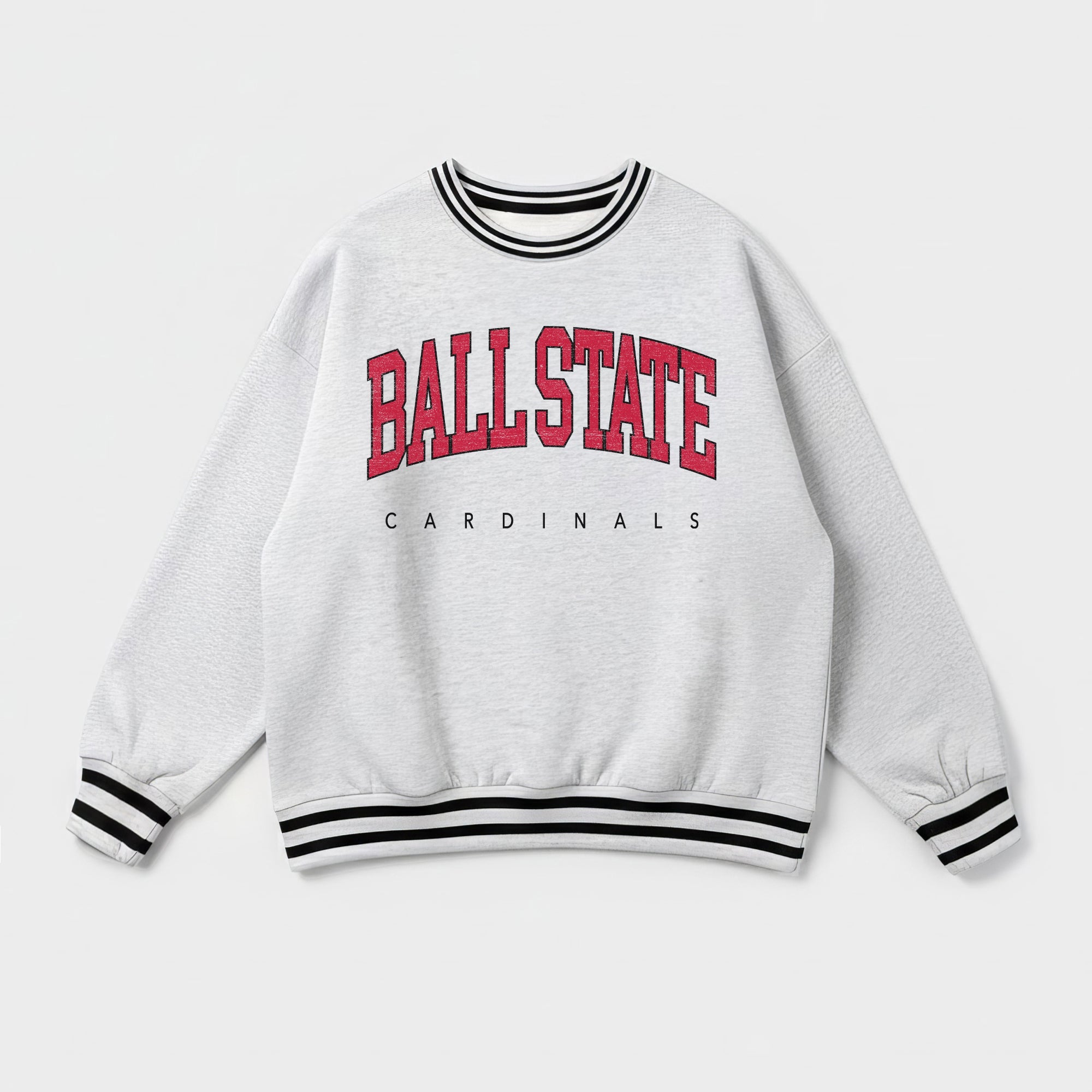 BALL STATE CARDINALS EASY ENERGY CREW FLEECE RINGER SWEATSHIRT