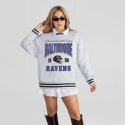 BALTIMORE RAVENS COOL VIBES CREW FLEECE RINGER SWEATSHIRT