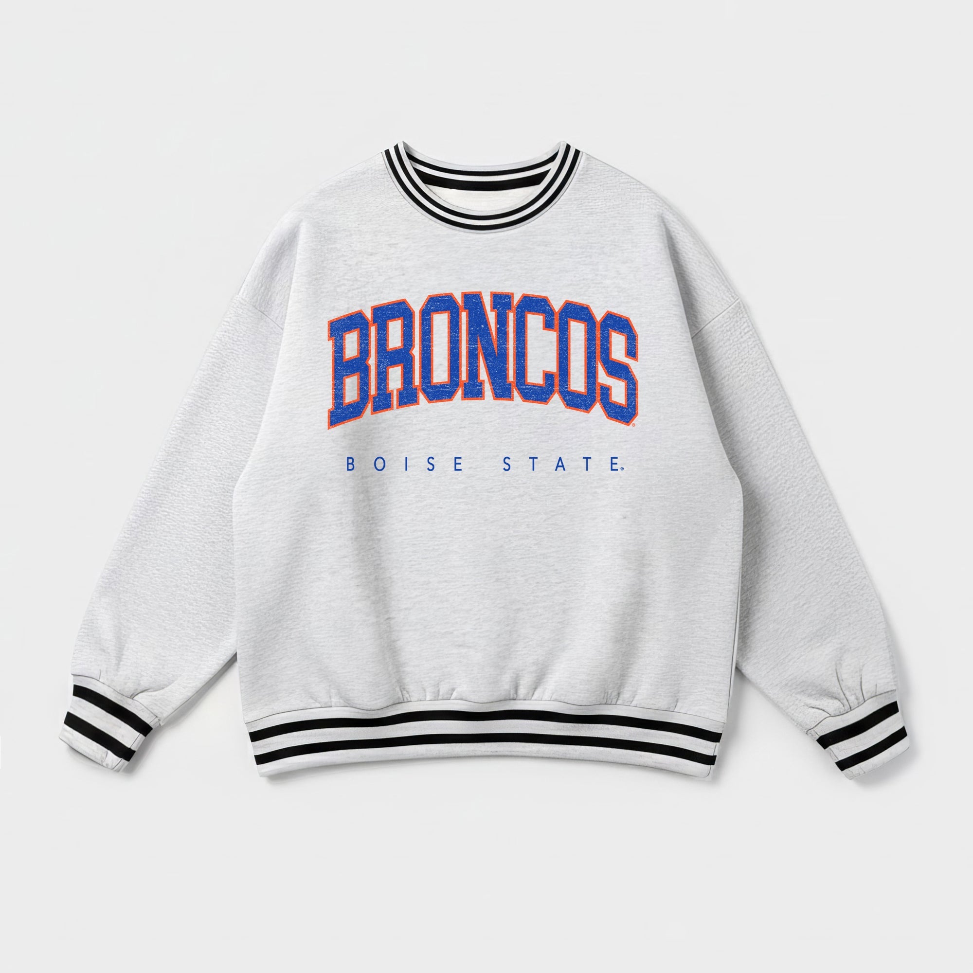 BOISE STATE BRONCOS EASY ENERGY CREW FLEECE RINGER SWEATSHIRT