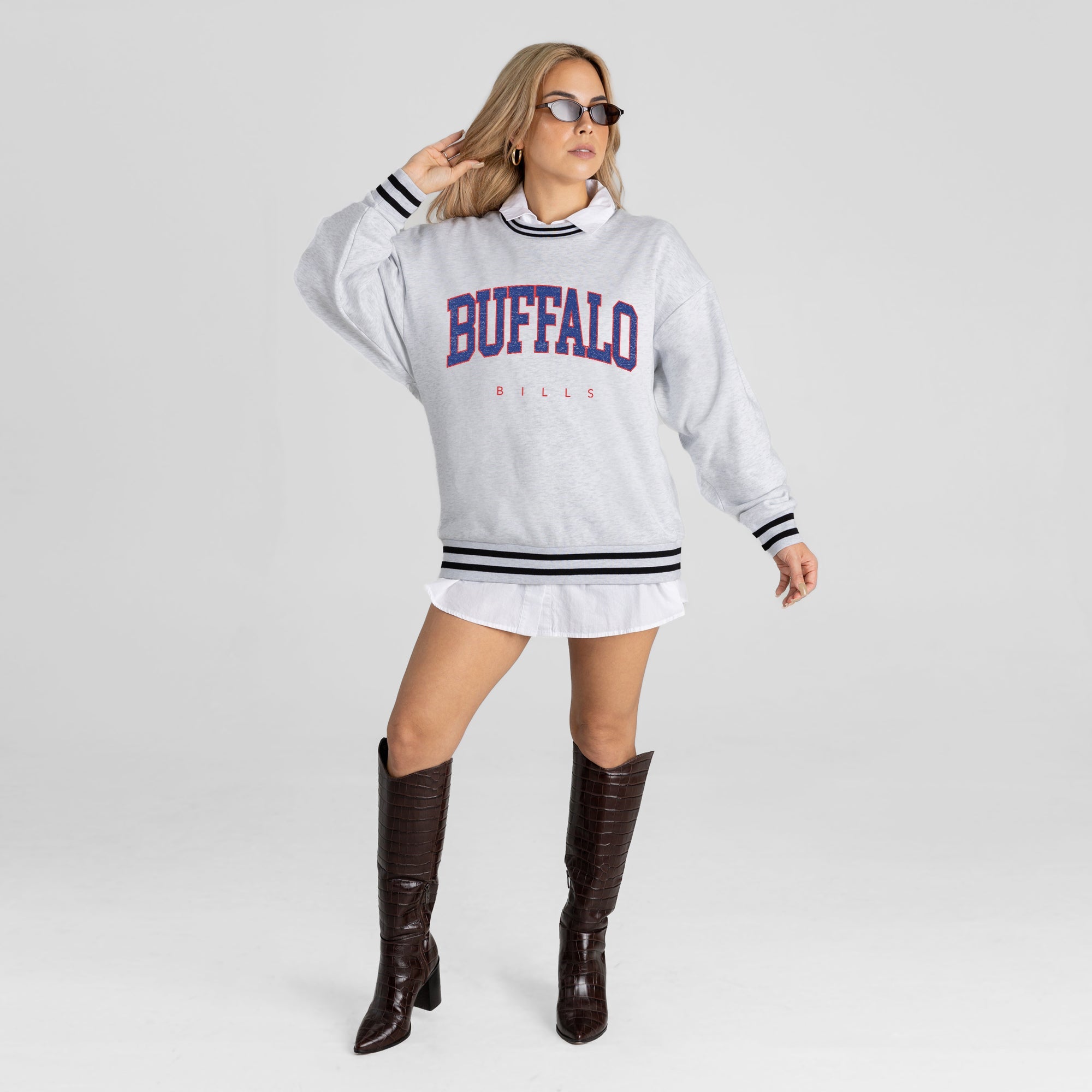 BUFFALO BILLS EASY ENERGY CREW FLEECE RINGER SWEATSHIRT