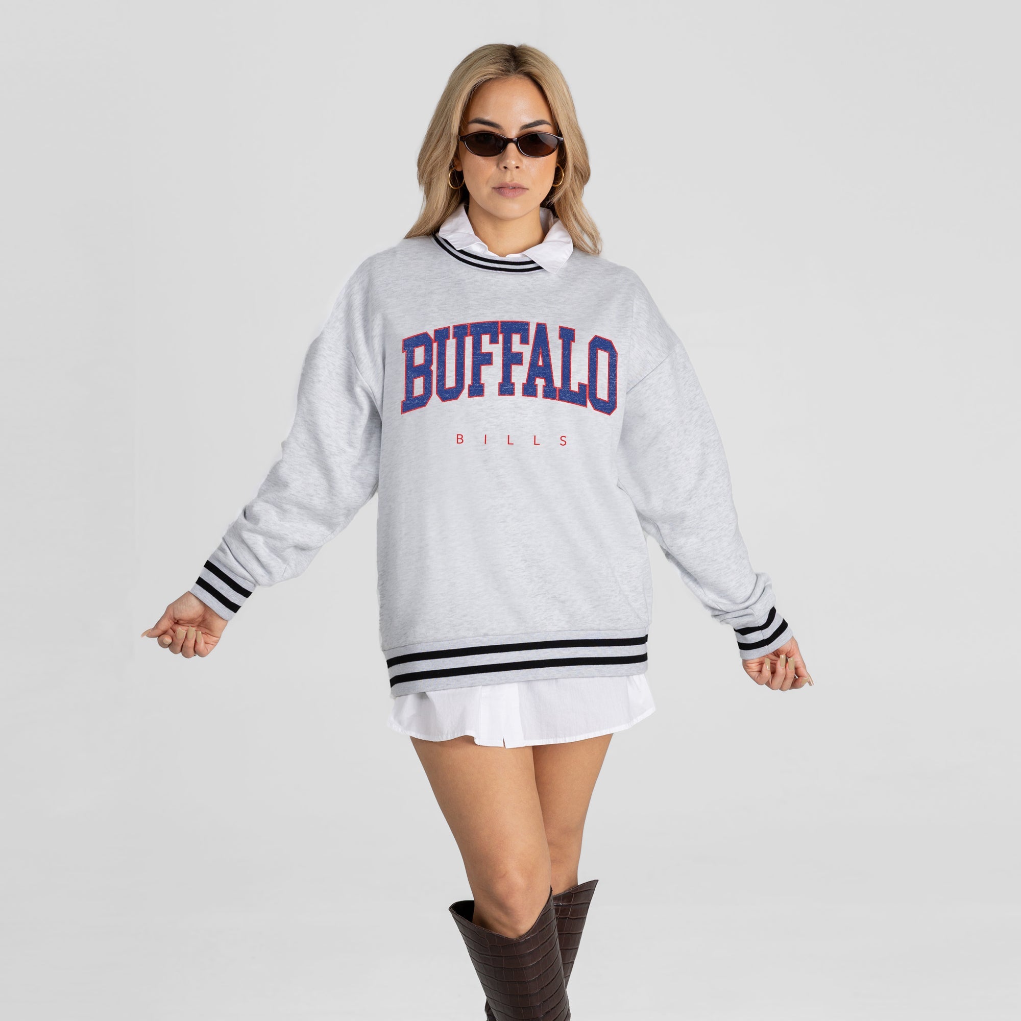 BUFFALO BILLS EASY ENERGY CREW FLEECE RINGER SWEATSHIRT