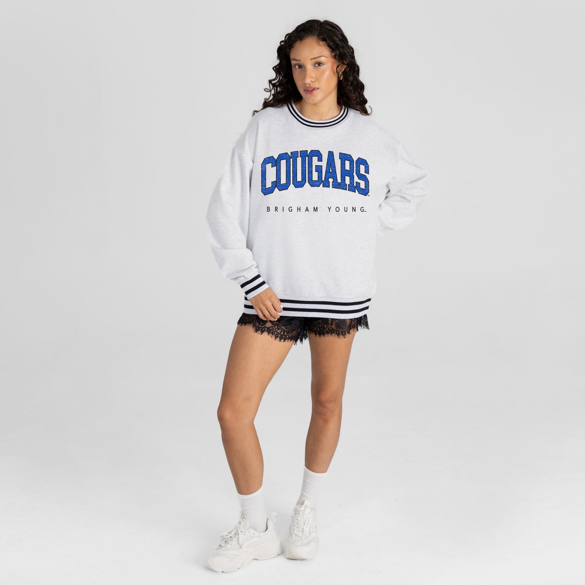 BYU COUGARS EASY ENERGY CREW FLEECE RINGER SWEATSHIRT