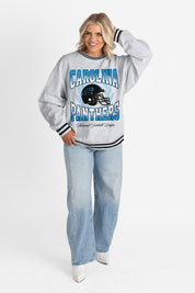 CAROLINA PANTHERS FADE ROUTE CREW FLEECE RINGER SWEATSHIRT