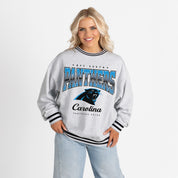 CAROLINA PANTHERS GRIDIRON DRIVE CREW FLEECE RINGER SWEATSHIRT
