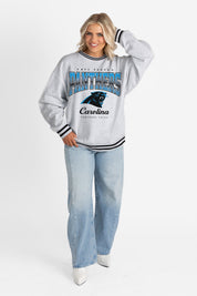 CAROLINA PANTHERS GRIDIRON DRIVE CREW FLEECE RINGER SWEATSHIRT