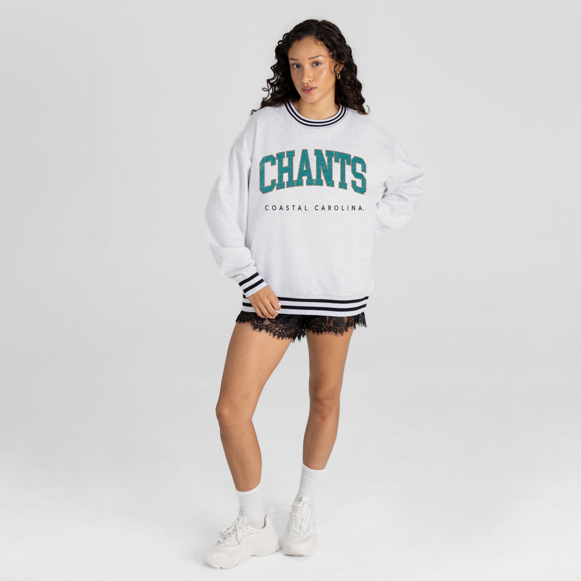 COASTAL CAROLINA CHANTICLEERS EASY ENERGY CREW FLEECE RINGER SWEATSHIRT