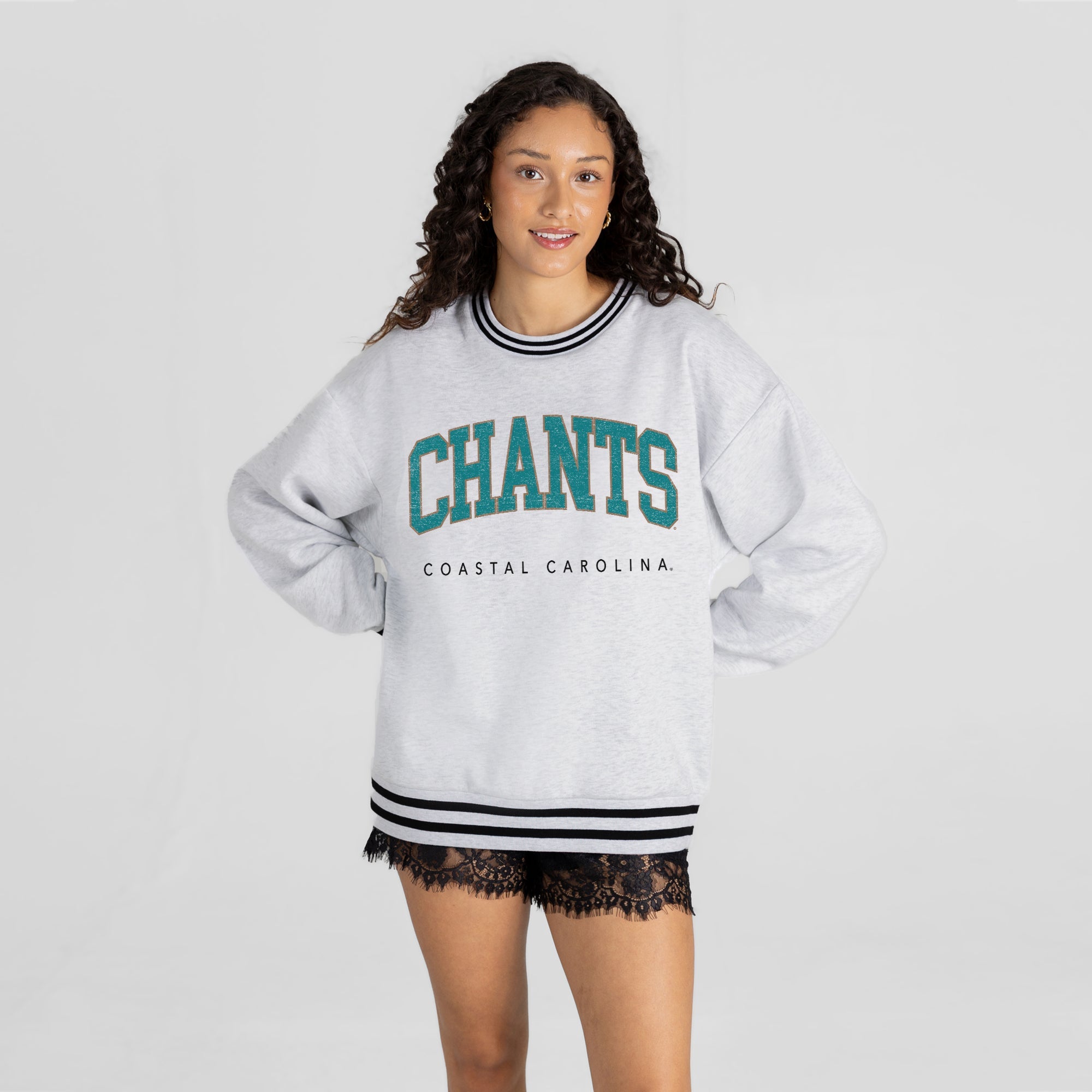 COASTAL CAROLINA CHANTICLEERS EASY ENERGY CREW FLEECE RINGER SWEATSHIRT