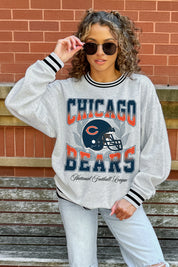 CHICAGO BEARS FADE ROUTE CREW FLEECE RINGER SWEATSHIRT