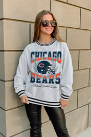 CHICAGO BEARS FADE ROUTE CREW FLEECE RINGER SWEATSHIRT