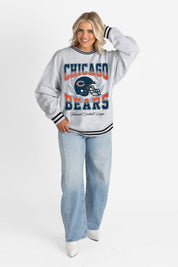 CHICAGO BEARS FADE ROUTE CREW FLEECE RINGER SWEATSHIRT