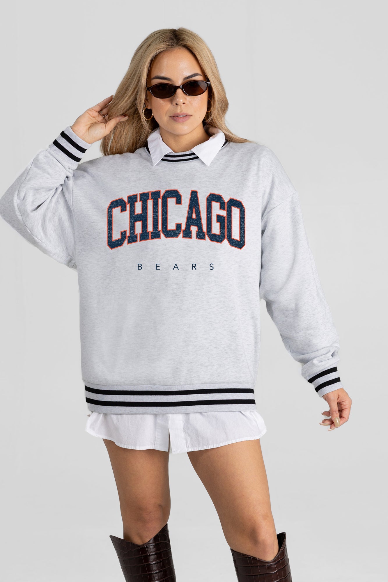 CHICAGO BEARS EASY ENERGY CREW FLEECE RINGER SWEATSHIRT