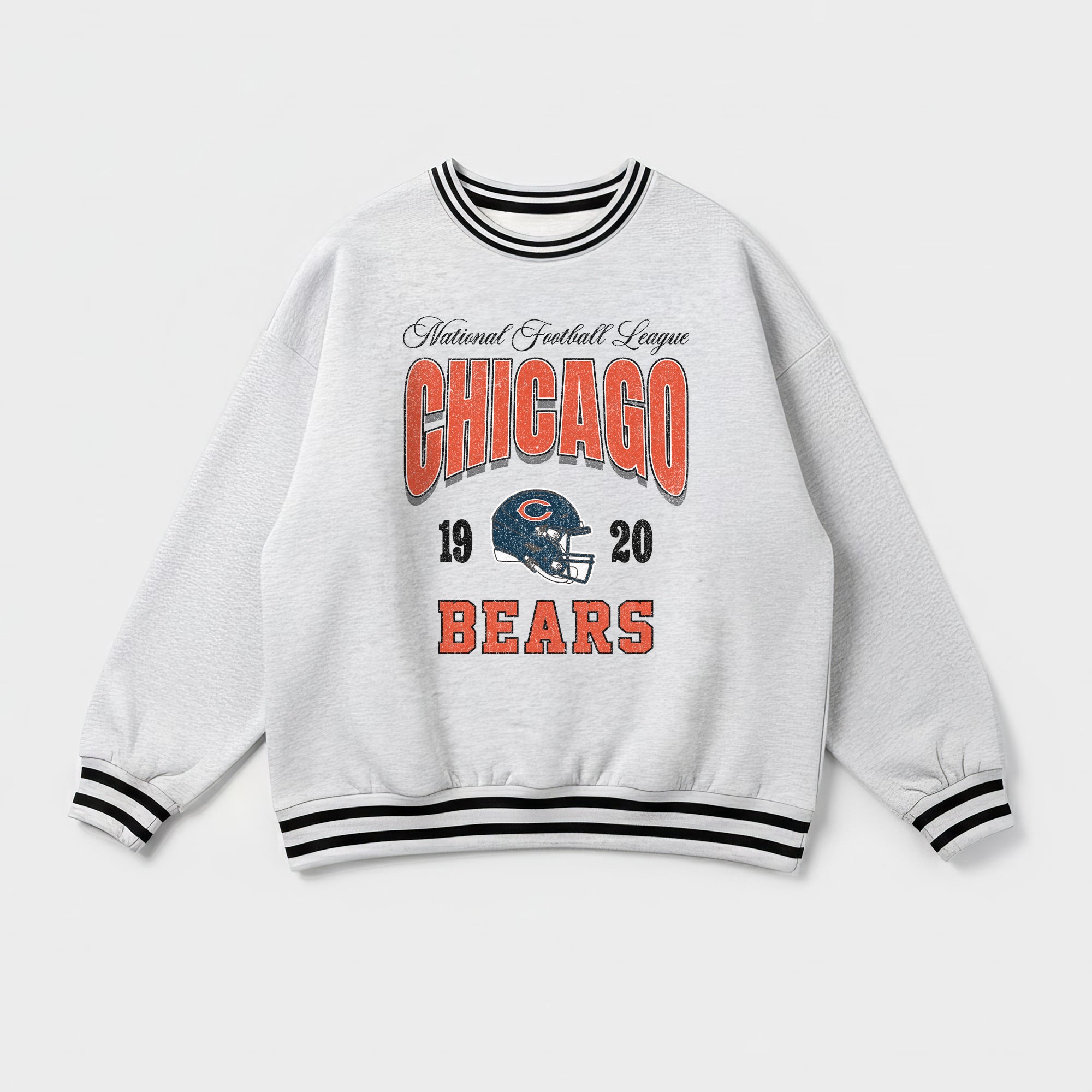 CHICAGO BEARS COOL VIBES CREW FLEECE RINGER SWEATSHIRT