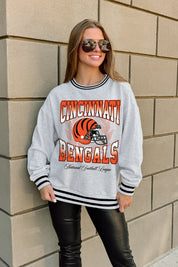 CINCINNATI BENGALS FADE ROUTE CREW FLEECE RINGER SWEATSHIRT