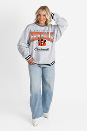 CINCINNATI BENGALS GRIDIRON DRIVE CREW FLEECE RINGER SWEATSHIRT