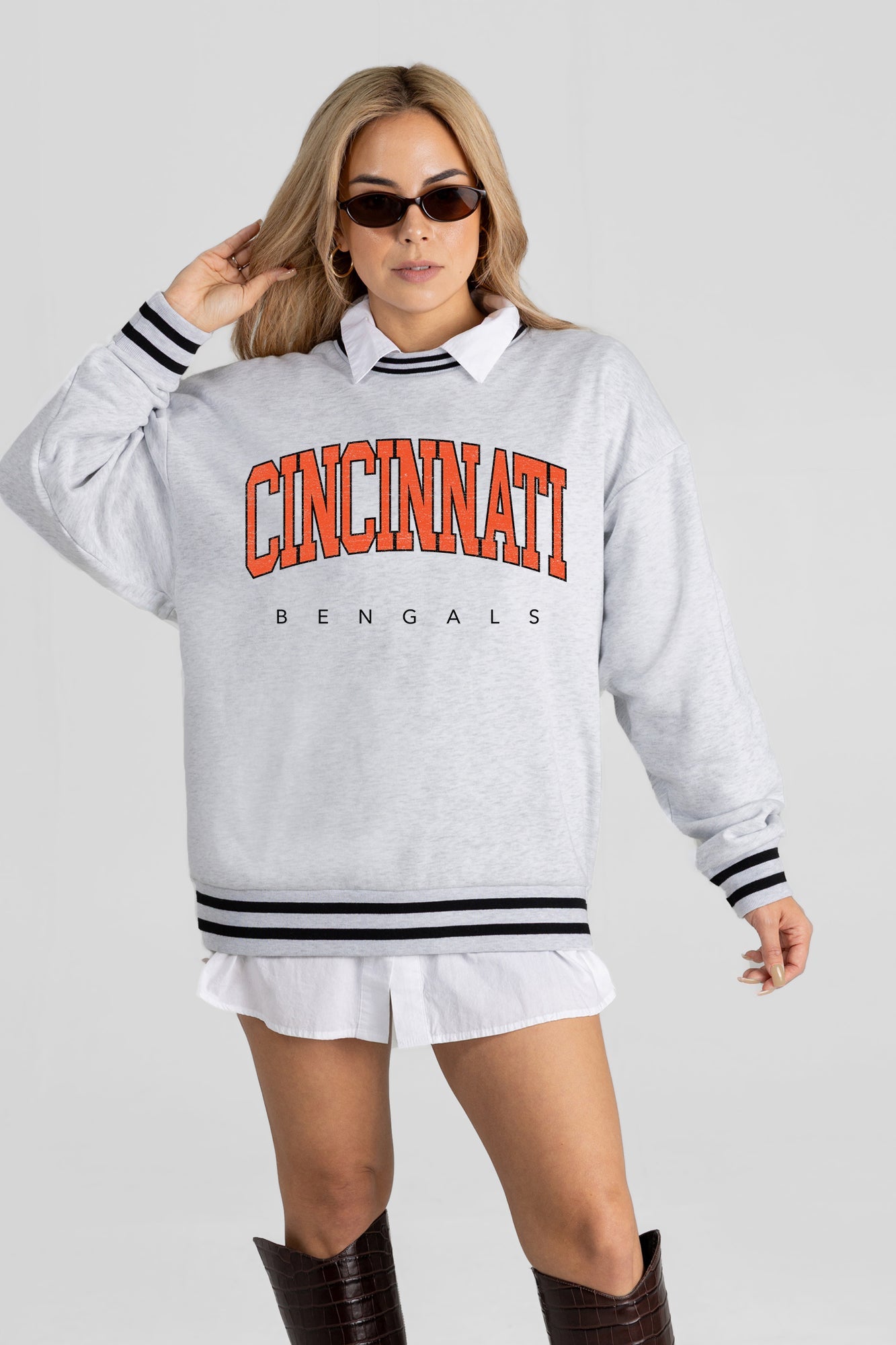 CINCINNATI BENGALS EASY ENERGY CREW FLEECE RINGER SWEATSHIRT