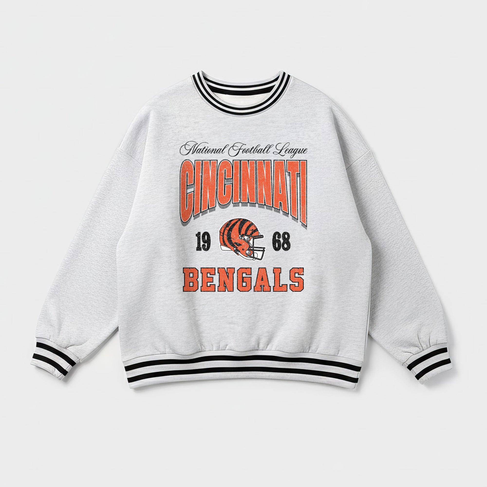 CINCINNATI BENGALS COOL VIBES CREW FLEECE RINGER SWEATSHIRT