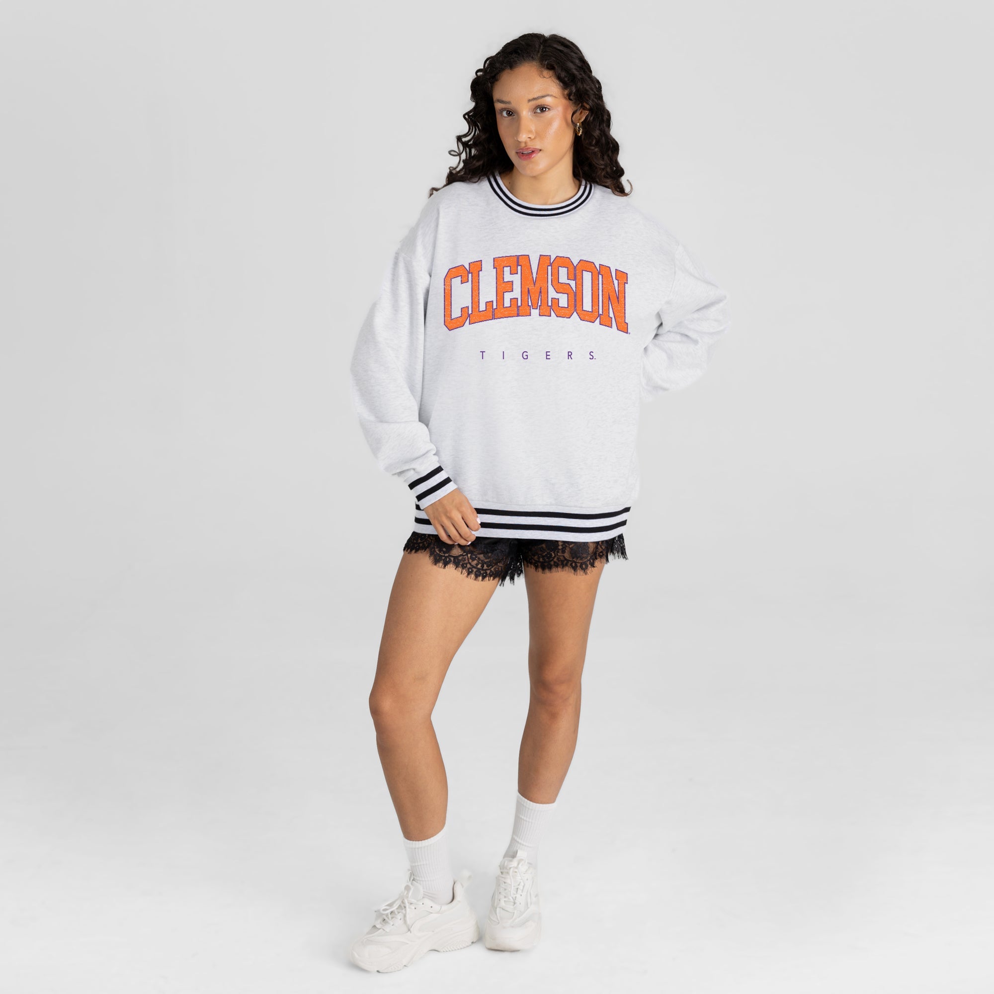 CLEMSON TIGERS EASY ENERGY CREW FLEECE RINGER SWEATSHIRT