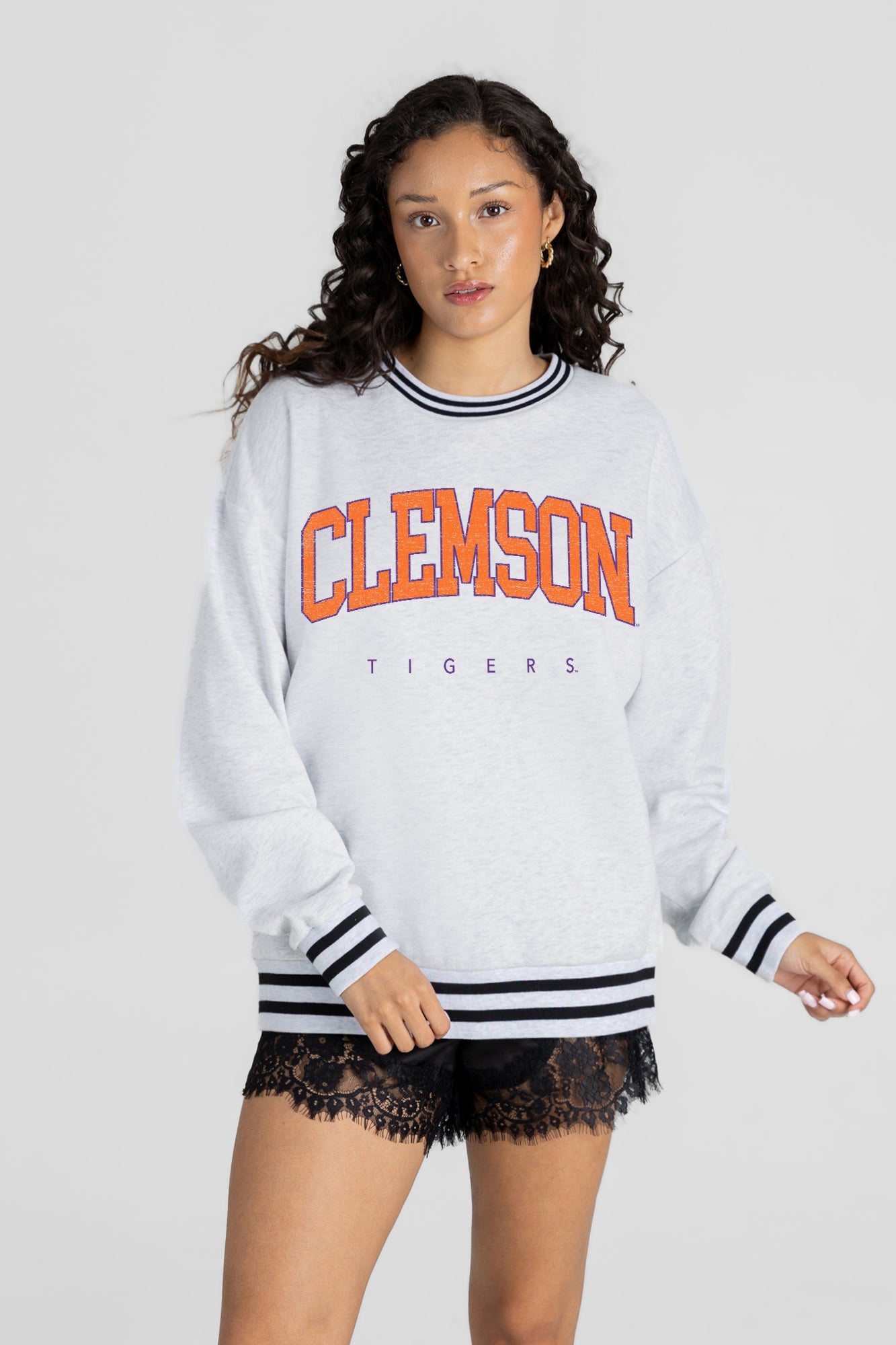 CLEMSON TIGERS EASY ENERGY CREW FLEECE RINGER SWEATSHIRT