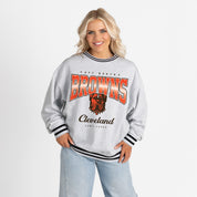CLEVELAND BROWNS GRIDIRON DRIVE CREW FLEECE RINGER SWEATSHIRT