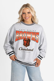 CLEVELAND BROWNS GRIDIRON DRIVE CREW FLEECE RINGER SWEATSHIRT
