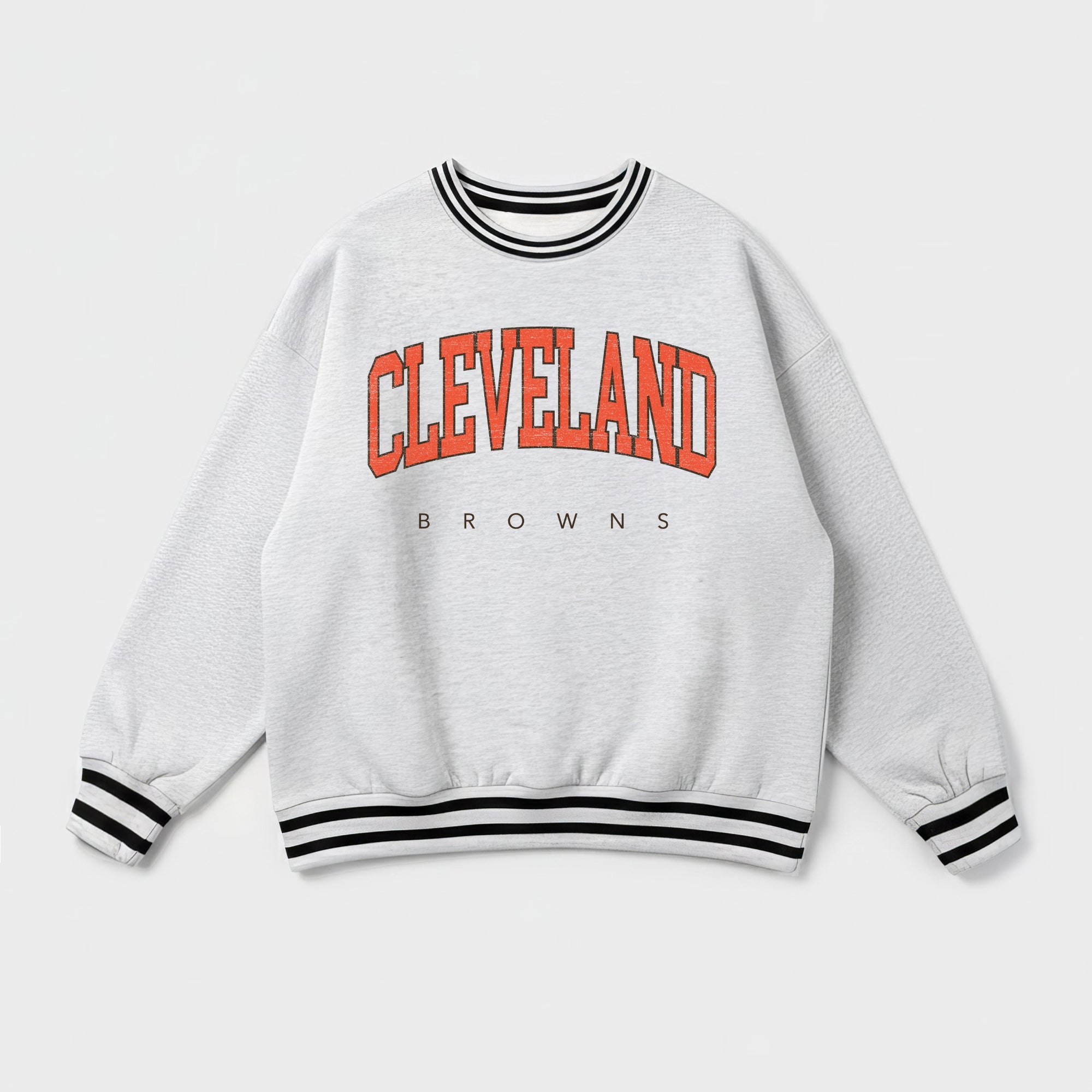 CLEVELAND BROWNS EASY ENERGY CREW FLEECE RINGER SWEATSHIRT