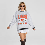 CLEVELAND BROWNS COOL VIBES CREW FLEECE RINGER SWEATSHIRT