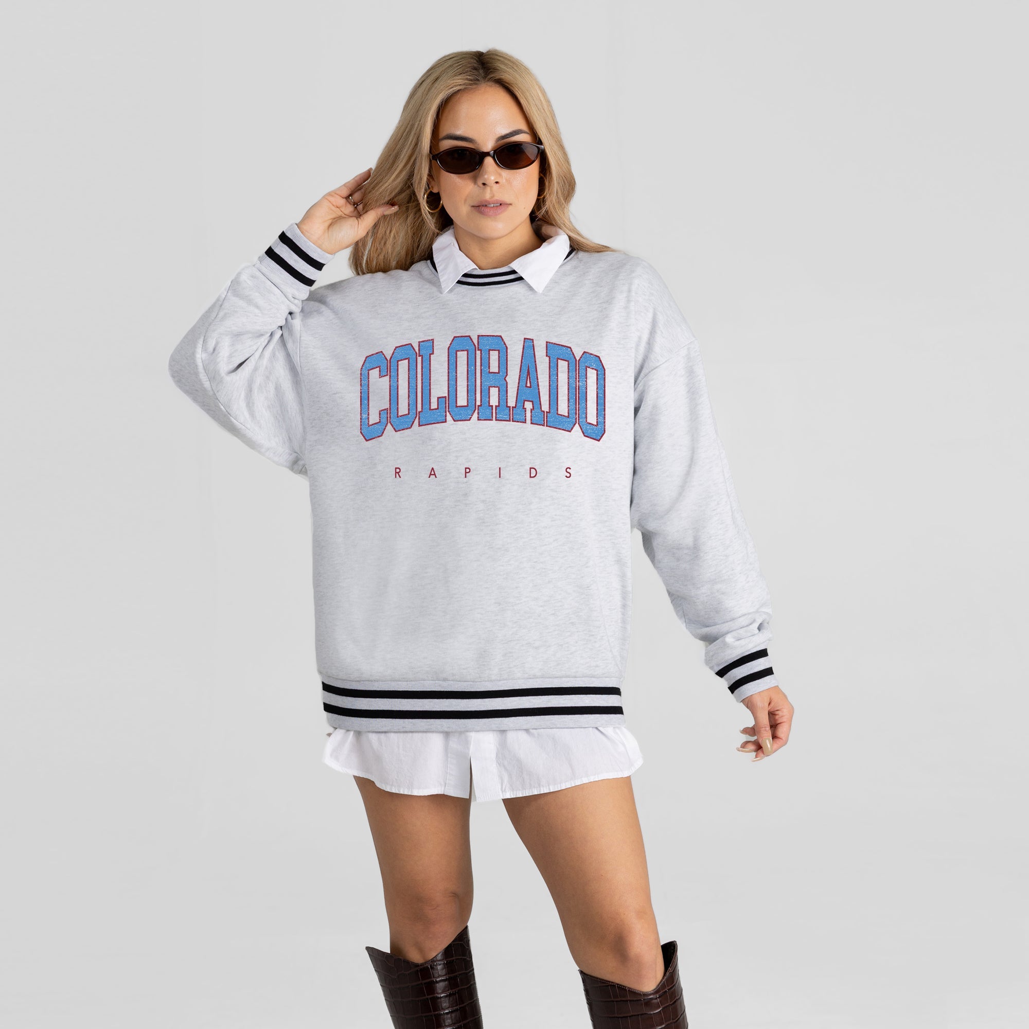 COLORADO RAPIDS EASY ENERGY CREW FLEECE RINGER SWEATSHIRT