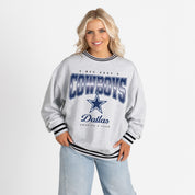 DALLAS COWBOYS GRIDIRON DRIVE CREW FLEECE RINGER SWEATSHIRT