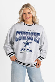 DALLAS COWBOYS GRIDIRON DRIVE CREW FLEECE RINGER SWEATSHIRT