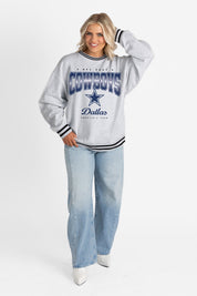 DALLAS COWBOYS GRIDIRON DRIVE CREW FLEECE RINGER SWEATSHIRT