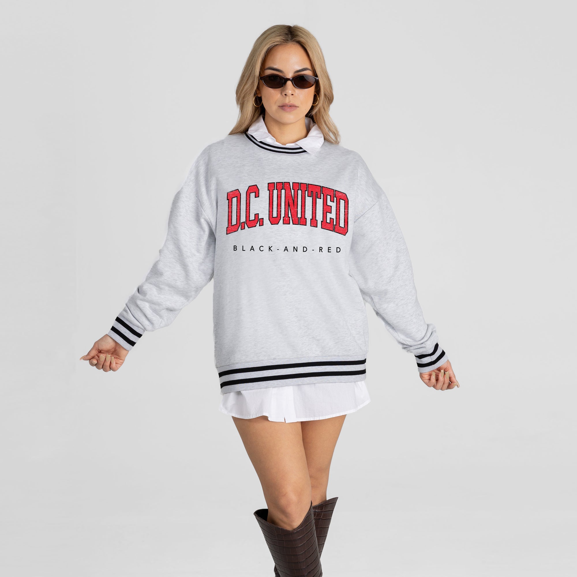 DC UNITED EASY ENERGY CREW FLEECE RINGER SWEATSHIRT
