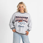 DENVER BRONCOS GRIDIRON DRIVE CREW FLEECE RINGER SWEATSHIRT