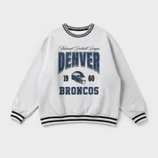 DENVER BRONCOS COOL VIBES CREW FLEECE RINGER SWEATSHIRT