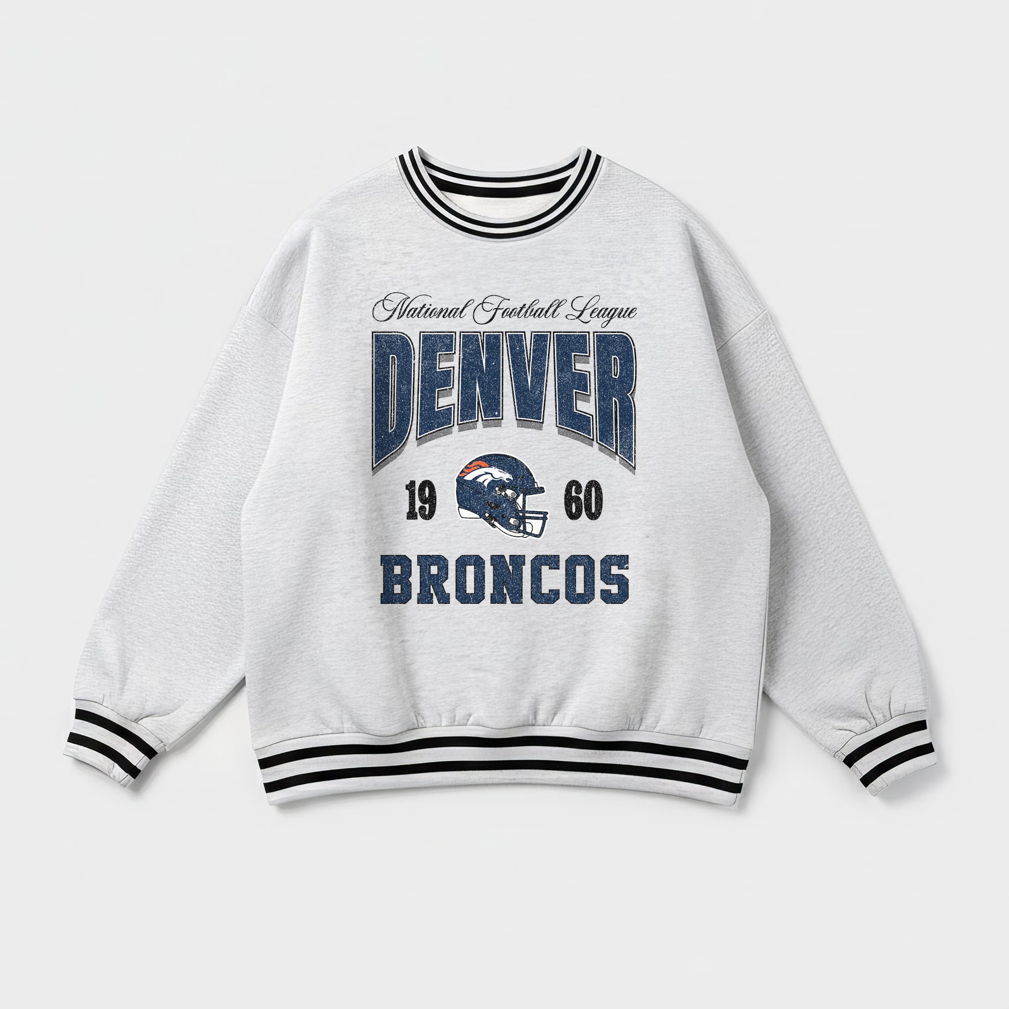 DENVER BRONCOS COOL VIBES CREW FLEECE RINGER SWEATSHIRT