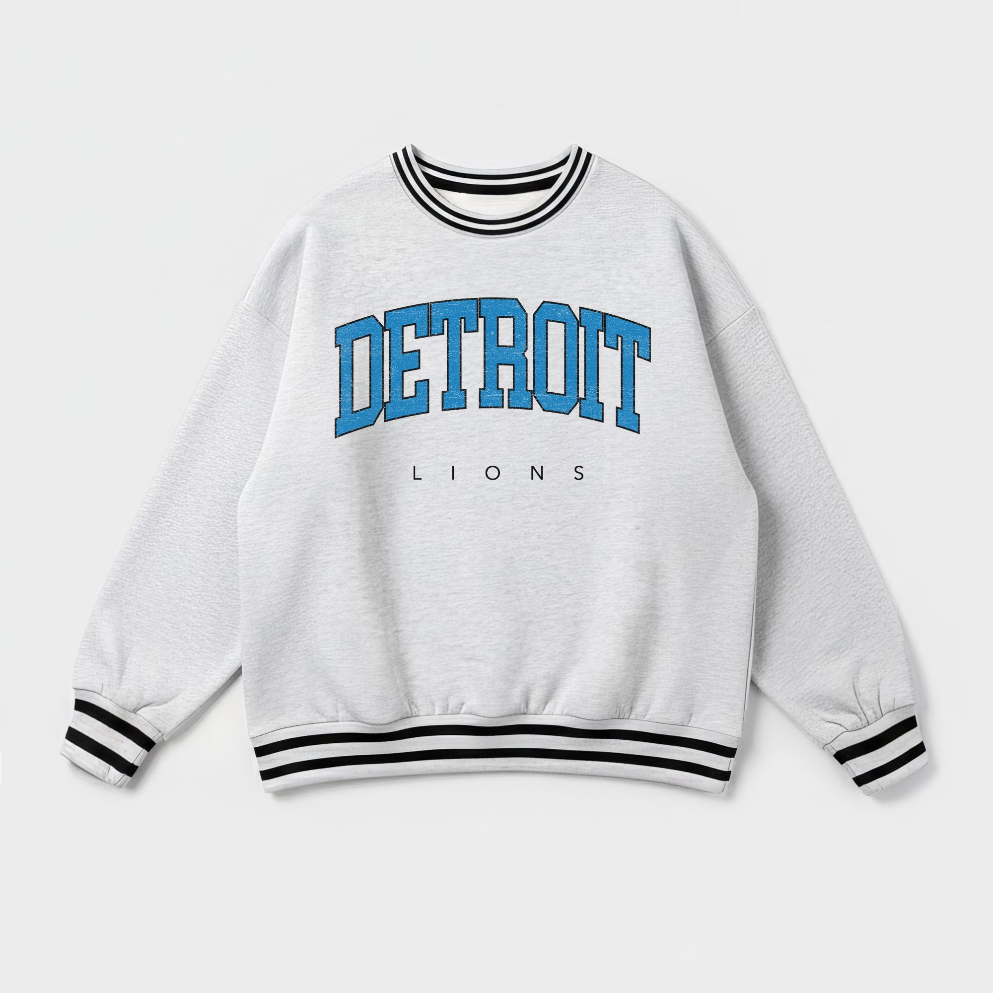 DETROIT LIONS EASY ENERGY CREW FLEECE RINGER SWEATSHIRT