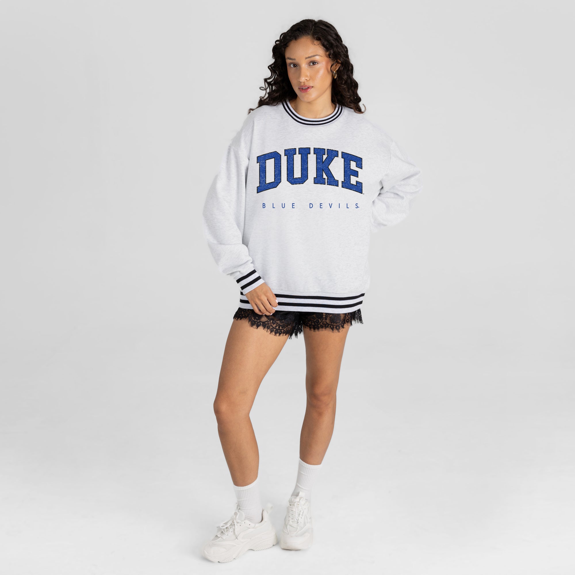 DUKE BLUE DEVILS EASY ENERGY CREW FLEECE RINGER SWEATSHIRT