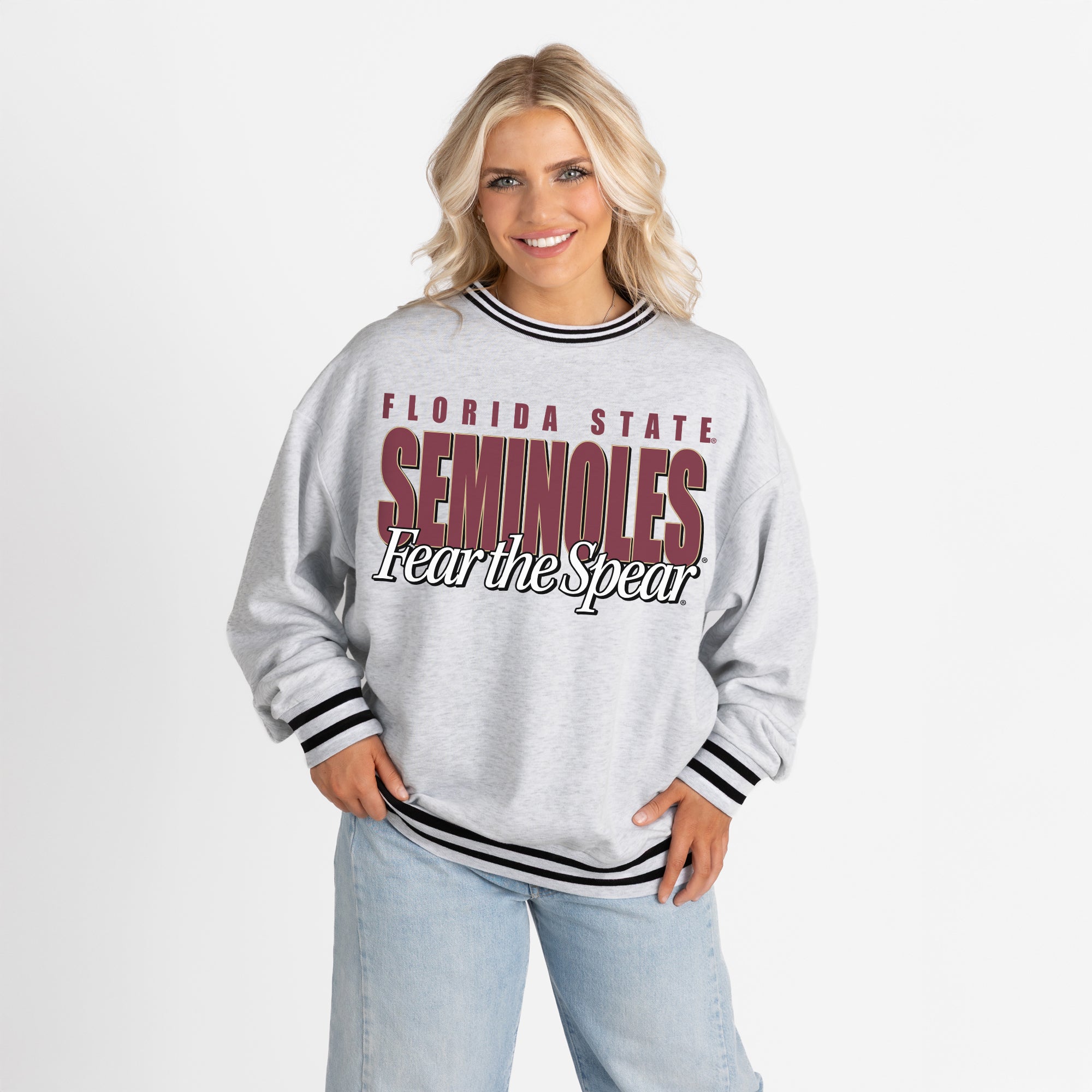 FLORIDA STATE SEMINOLES SHOWDOWN CREW FLEECE RINGER SWEATSHIRT