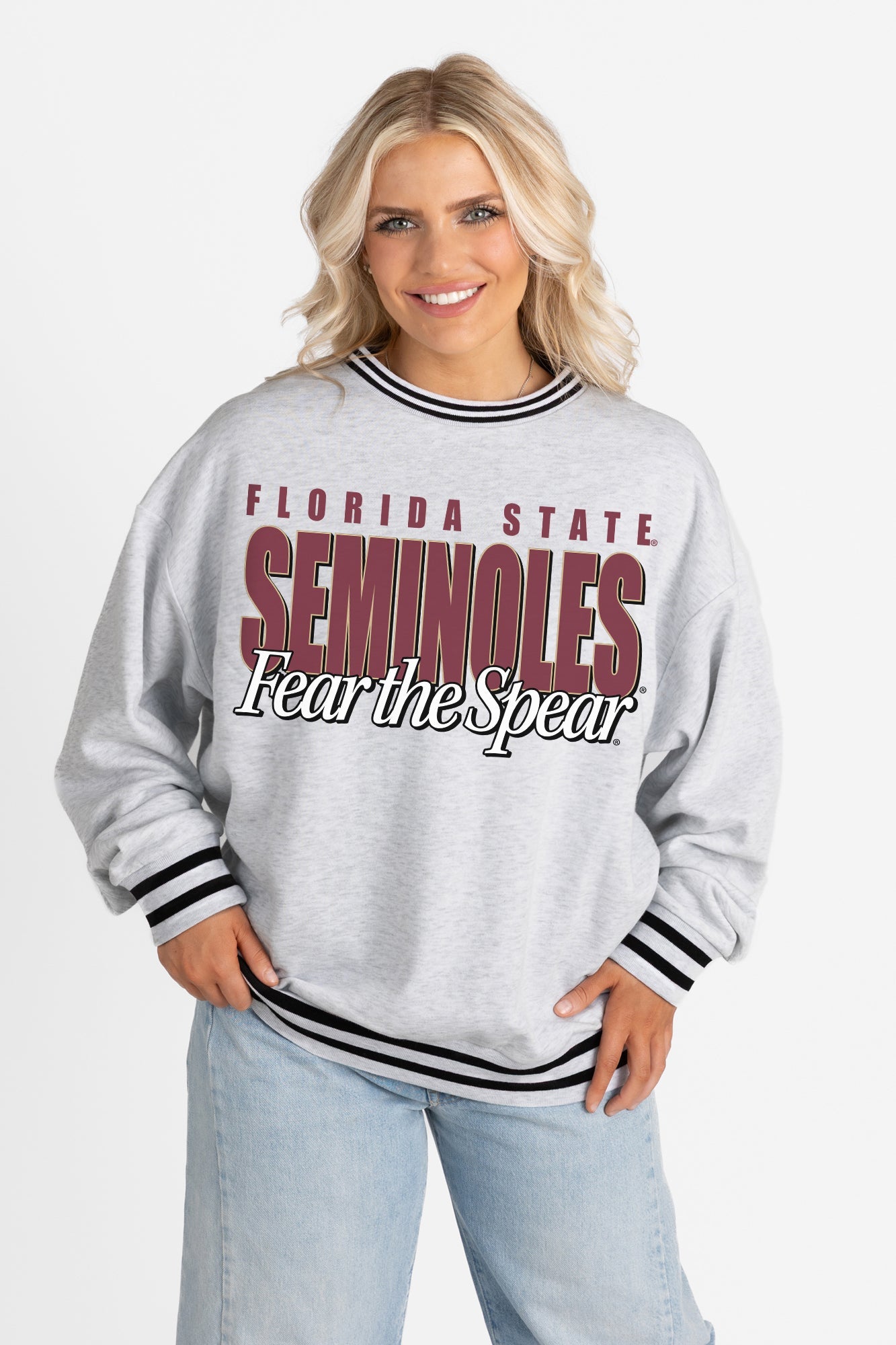 FLORIDA STATE SEMINOLES SHOWDOWN CREW FLEECE RINGER SWEATSHIRT