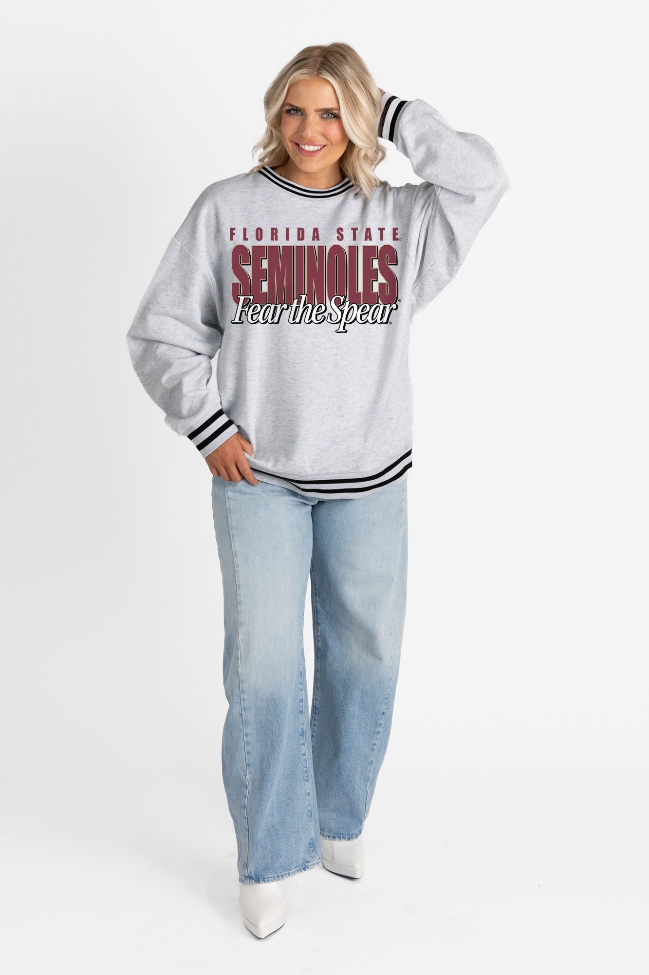 FLORIDA STATE SEMINOLES SHOWDOWN CREW FLEECE RINGER SWEATSHIRT