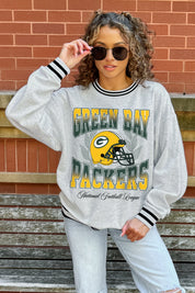 GREEN BAY PACKERS FADE ROUTE CREW FLEECE RINGER SWEATSHIRT