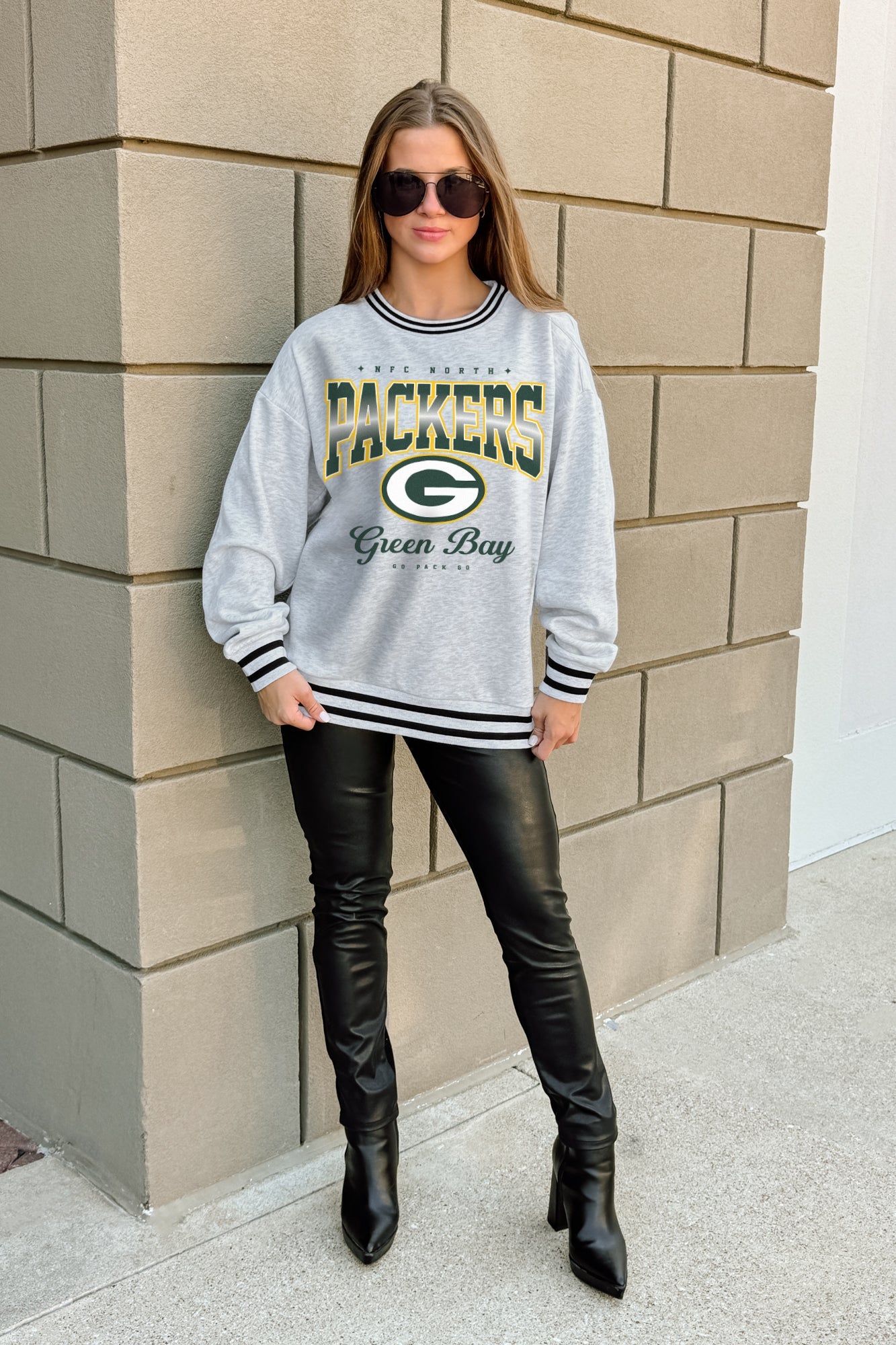 GREEN BAY PACKERS GRIDIRON DRIVE CREW FLEECE RINGER SWEATSHIRT