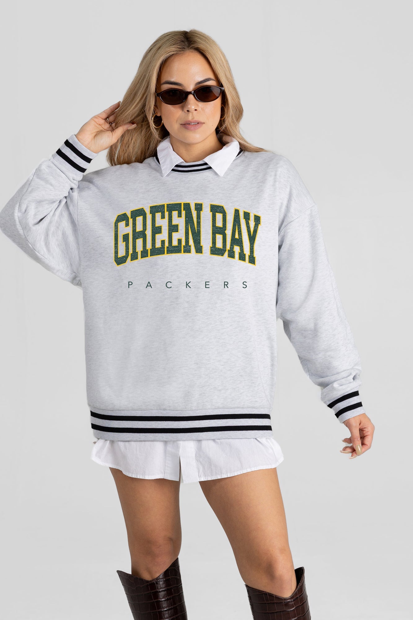 GREEN BAY PACKERS EASY ENERGY CREW FLEECE RINGER SWEATSHIRT