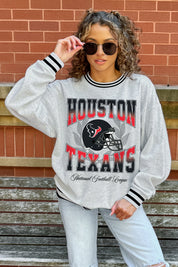 HOUSTON TEXANS FADE ROUTE CREW FLEECE RINGER SWEATSHIRT