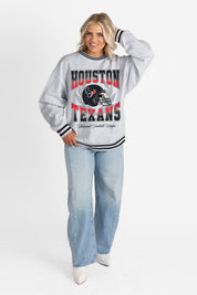 HOUSTON TEXANS FADE ROUTE CREW FLEECE RINGER SWEATSHIRT