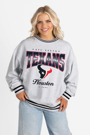 HOUSTON TEXANS GRIDIRON DRIVE CREW FLEECE RINGER SWEATSHIRT
