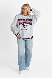 HOUSTON TEXANS GRIDIRON DRIVE CREW FLEECE RINGER SWEATSHIRT