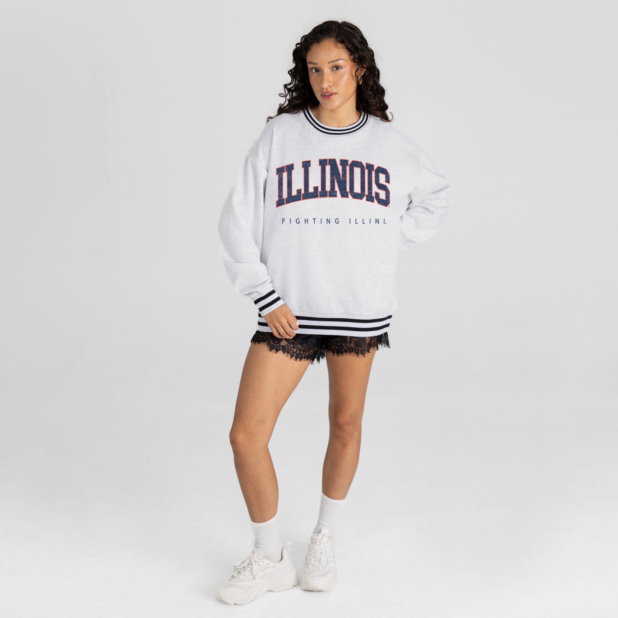ILLINOIS FIGHTING ILLINI EASY ENERGY CREW FLEECE RINGER SWEATSHIRT