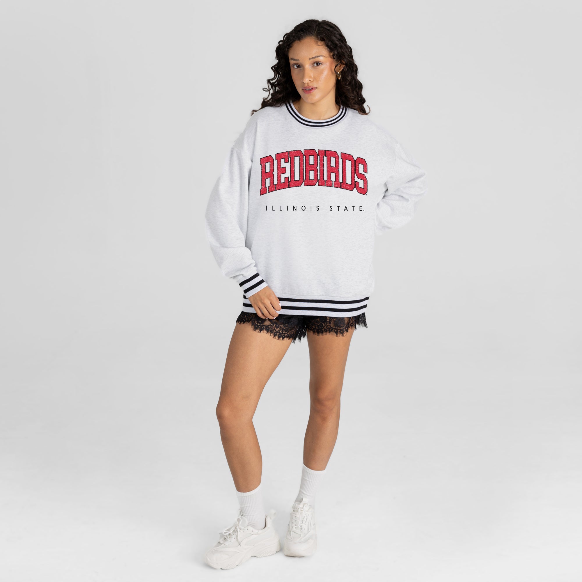 ILLINOIS STATE REDBIRDS EASY ENERGY CREW FLEECE RINGER SWEATSHIRT