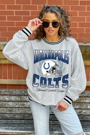 INDIANAPOLIS COLTS FADE ROUTE CREW FLEECE RINGER SWEATSHIRT